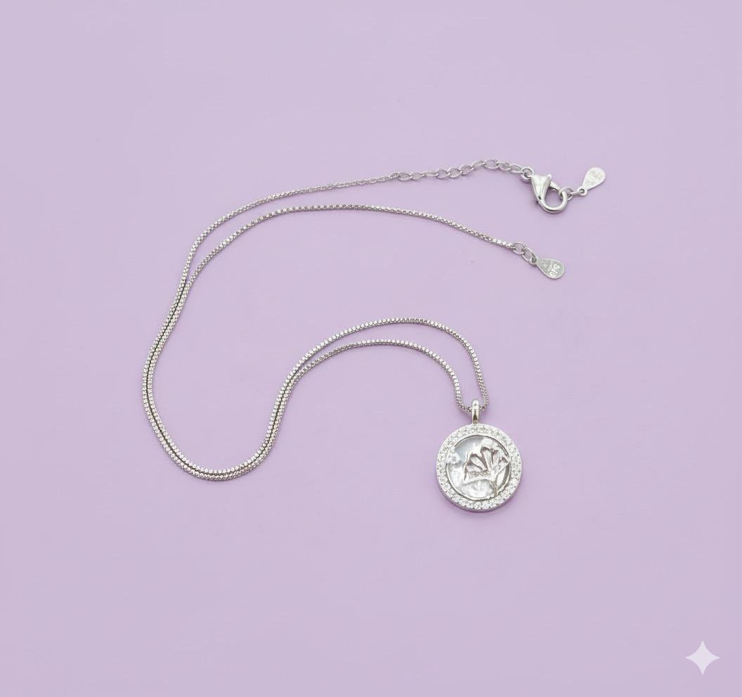 92.5 Silver Beautiful Mother of Pearl Minimalist Chain